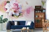 Papéis de parede Murais de parede 3D Papel de parede personalizado Belo Abstract Watercolor Flower Flores tridimensionais para sala de estar