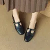 Chaussures décontractées Retro Femme Oxford Low Talons T Strap pour les filles en cuir de boucle noire femelles