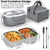 Dinnerware Electric Lunch Box Heater For Work - 12V/24V/110-220V Warmer Car Truck Outdoor With 2 Packs Stainless Steel