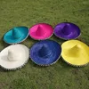 ベレー帽カラフルなワイドブリムメキシコパーティーハット夏のソンブレロ麦わら帽子装飾ハロウィーンビーチ屋外