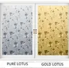 Naklejki okienne górna klasa zamrożona złoto Lotus wysokie okno łazienki/drzwi szklane szklane blok statyczny 45-90 cm 200 cm