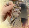 Dikdörtgen şekli kuvars kadın saatler paslanmaz çelik kemer saati küçük iki pim kadran metal modern tasarım gökyüzü yıldız elmas kol saati ilk yıldız seçim hediyeler