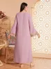 Vêtements ethniques Appliques Maroc Abayas Kaftan Femmes Muslim Party Robes roses Eid Ramadan Dubai Gown Turquie Jalabiya Robe arabe Musulman