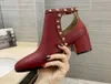 Luxury New Womens Rivet Hollow Out Chunky Heel 65cm Cow Leather Autumn Cowboy Martin Boots Boots SZ35427554715