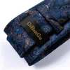 Pescoço de gravata do pescoço Mens gravata azul Paisley Paisley seda de seda de casamento para homens lençóis abotoados