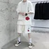 M-5xl Korean Fashion Streetwear Hip Hop Rose Rose Casual Short Cost Tshirt 2 Pieds set Summer Tracksuit Suit Men Harajuku Oversize Tee 240429