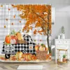 Shower Curtains Fall Maple Curtain Thanksgiving Harvest Pumpkin Orange Autumn Leaves Sunflowers Fabric Bathroom Decor Bath