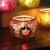 Titulares de vela European Color Snow Mosaic Glass Candlestick Romantic Candlelight Dinner Bar Restaurant Decoration Enviar velas