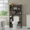 Scatole di stoccaggio a 6 livelli over-the-toilet mobile organizzatore da bagno con design della porta del fienile stabile in stile agricola multifunzionale