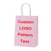 Gift Wrap Kraft Paper Bag Custom Portable Printing LOGO Packaging Takeout Pink Shopping Red