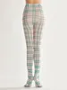 Women Socks Green Plaid Printed Pantyhose Stockings Leggings British JK Lolita Lace Tights