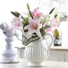 Flores decorativas 1pc 38 cm de lírio branco artificial festa de noiva Bouquet Fake Plant for Living Room Home Garen Decoration Touch Real Touch