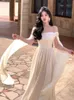 Elegant Wedding Evening Party White Dress Women France Vintage Princess Dresses Formal Occasion Vestidos Korean Chic Clothes 240511