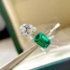 Hot New 925 Sterling Silver Pear Cut Green Emerald cut Simulated Diamond Wedding Party Vintage Gemstone Open Ring Fine Jewelry Christmas Gifts