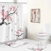 Douche gordijnen sakura bloesem douchegordijn set kersenbloemen planten lente badkamer decoraties bloemen niet-slip bad mat toilet deksel deksel