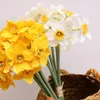 Flores decorativas Daffodil Artificial 16 polegadas Narcissus Spring Flower Fake Silk arranjo para decoração de casamento em casa