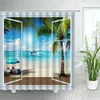 Rideaux de douche rideau turquoise Palme tropical Island Ocean plage blanc fenêtres en bois de la salle de bain décoration de salle de bain avec crochets vert bleu