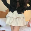 Signe Matakawa arruffale donne spesse Wooline Solid Autumn Inverno Mini Skirt Mini Gigia coreana High Waist Sweet Faldas Mujer