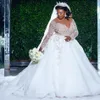 Wspaniałe białe sukienki ślubne plus afrykańskie kobiety z koralikami długie rękawy krystalicznie sheer klejnot widzi się choć najlepsze sukienki ślubne niestandardowe przyjęcie 258y