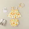 Ensembles de vêtements Summer Kid Girl Robe Ensemble avec PP Shorts mignons Robes de bébé Vêtements Sling Toddler Party Beach Tutu Holiday Children Suit