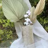 Decoratieve beeldjes Natuurlijke palm speerventilator Gedroogde bladeren met stengel Cattail Leaf Ornament Wedding El Home Wall Decor PO Props