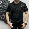 Mens T-shirt Rhinestone Mens T-shirt Cool Print Black Graphic Gothic Glenge Rock Clothing and Free Delivery Basic S 240511