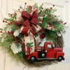 Fleurs décoratives couronne de Noël plante artificielle camion de rotin rouge chute rustique pour porte d'entrée guirlande de grâces de Thanksgiving