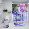 Rideaux de douche fleurs de salle de bain floral rideau ensemble aquarelle de fleur de fleur