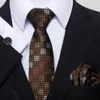 Neck slips set högkvalitativ slipshandduk manschettknapp set för repetition av slipsficka torgar blå randiga klädtillbehör passar kontorsarbete