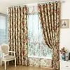 Curtain Flowers Printing Door Window Room European Style Curtains For Living Dining Bedroom American Pastoral