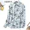 Blouses pour femmes Birdtree Real Silk Shirts For Women Long Sheve imprimé Elegant French Style Gentle Blouse 2024 Spring Top T41614QC