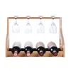 Armazenamento de cozinha Duas camadas Bamboo Rack de vinho tinto 4 garrafas de altura de copos de vidro de vidro amantes do suporte