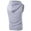 Vår sommarmän blixtlås hoodie ärmlös avslappnad sport topp tröjor solid färg midja jogging gym hoodies mens 240430