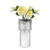 Vases Modern Vase Decorative Clear Transparent Ribbed Glass Flower Pot Fluted For Mantle Dining Table Bookshelf