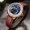 Montre-bracelets Tourbillon Automatic Watch for Men Luxury Mécanique Mélanges Classic Wristwatch Man Leather Band Business Reloj