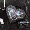 Holdants de carte Gothic Spiderweb Heart en forme de sac à dos ITA pour Dark Lolita Holloween Pin Affichage Clear Fenêtre à main et Cadeaux de sac à main