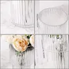 Vases Modern Vase Decorative Clear Transparent Ribbed Glass Flower Pot Fluted For Mantle Dining Table Bookshelf