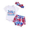 Ensembles de vêtements 4 juillet Baby Girl Turnits Born Born Bord Summer Rober Tops Shorts Quatrième Vêtements Independence Day Set