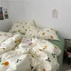 Kawaii Cherry Duvet Cover Set Kissenbezug Flachblatt Blumen Jungen Mädchen Zwilling in voller Größe Weiche Bettwäsche Kit Koreanische Ins Stil zu Hause 240430