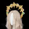 Вечеринка снабжает двухстороннее мари -богиня Halo Crown Boho в стиле волосы венок цветочный головной убор для свадебного фестиваля POS