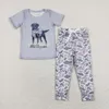 Set di abbigliamento bambini all'ingrosso bambini a maniche corte grigie camicia anatra per bambini pantaloni tascabili pantaloni da tasca per bambini