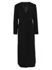 Ternos femininos Mulheres Butão preto elegante Blazer Long Blazer Vo de decote em Voneio solto Jaqueta Fit Fashion Tide Spring outono 2024 7Ab1239