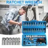 pcs Socket Set Car Repair Tool Ratchet Spanner Wrench Pawl Screwdriver Professional Metalworking Kit 240510
