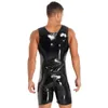 Sexy Set Plus Size Mens Sexy offener Schritt Leder eng anliegender Anzug für Sex Doppel Reißverschluss kein glänzender Latex Q240511