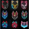 Demon Draad Gloeiende Slayer Kimetsu El No Yaiba -personages Cosplay kostuumaccessoires Japanse anime Fox Halloween Led Mask 0416