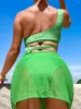 女性用水着XS -Lセクシーでスカートの非対称のおなかを切り取ったしわのあるワンピース水着女性女性バザーバススーツ水泳K5270