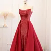 Robes de fête Jancember Sparkly Sequin Wine Red Sirène Soirée avec Overskirt 2024 Femmes Elegant Femmes GALA DE MARIAGE GALA SZ513