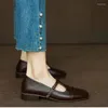 Chaussures décontractées Retro Femme Oxford Low Talons T Strap pour les filles en cuir de boucle noire femelles