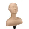 Mannequin Heads Half Body Soft Massage Model Makeup/Eyebrow Design Praining Training Dummy Head and Shoulder Doll Q240510