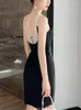 Lässige Kleider Sommer sexy für Frauen 2024 Weißer schwarzer Perlen Tank Rückenless ärmellose Körperkleidung Party Vestidos Mujer Festkleidung